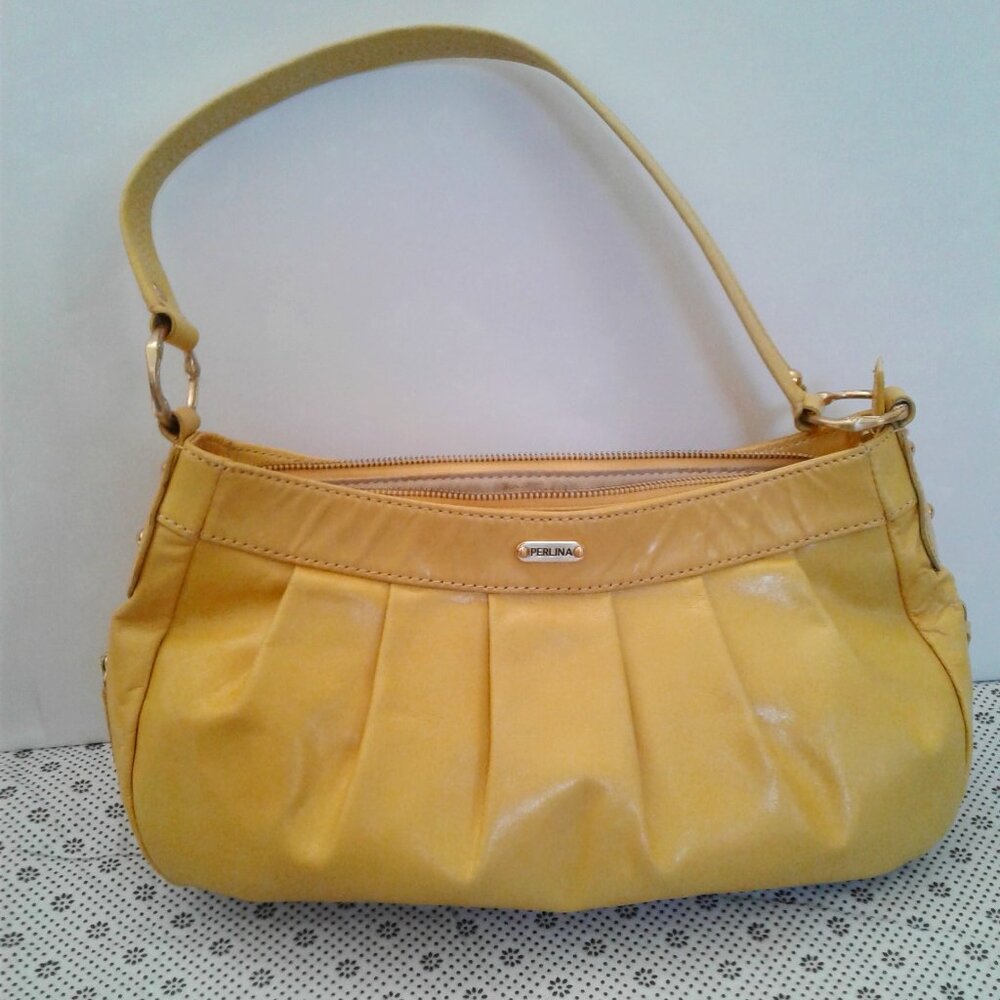 Perlina- yellow leather hobo bag.